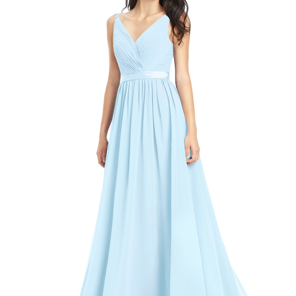 Azazie Leanna Sky Blue Bridesmaid Dress Size A8- Altered